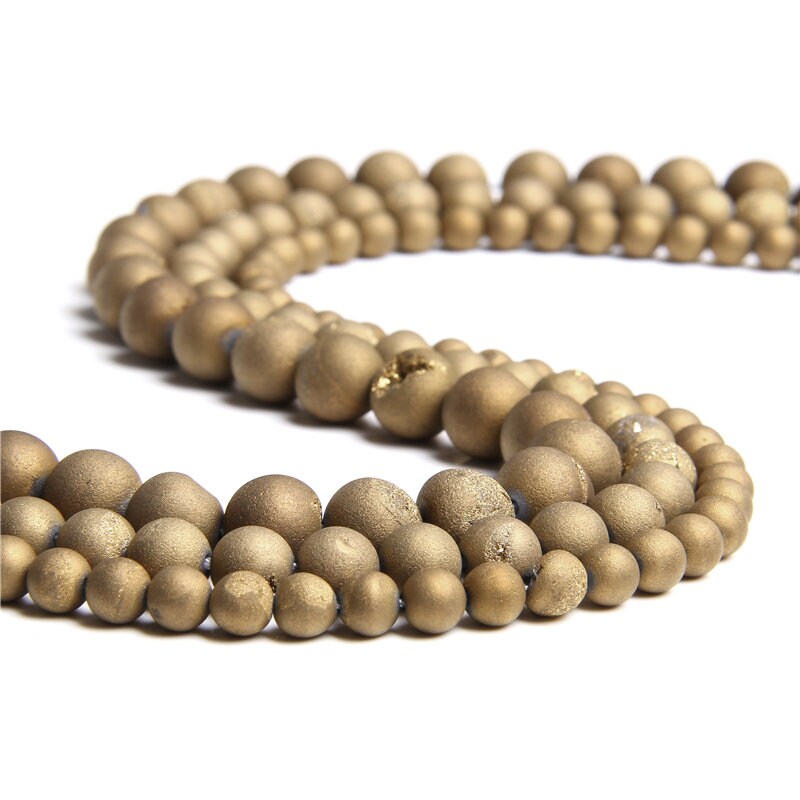 Gold Druzy Agate 6mm 8mm 10mm 12mm 14mm