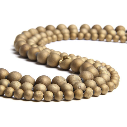 Gold Druzy Agate 6mm 8mm 10mm 12mm 14mm