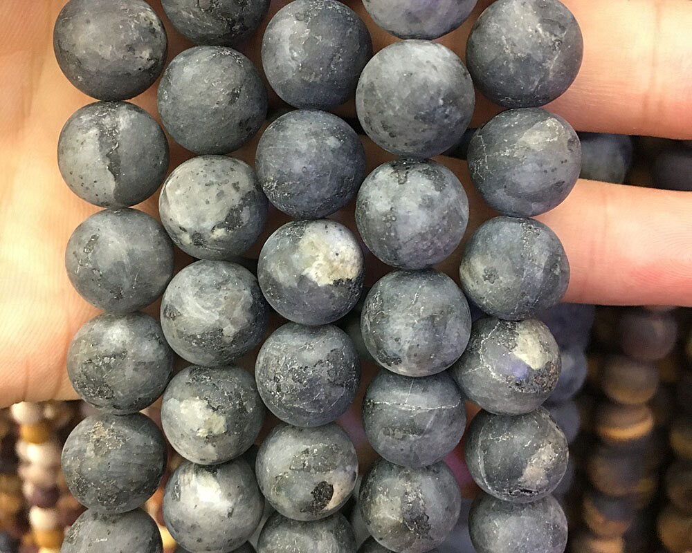 Black Labradorite Matte Beads  4mm 6mm 8mm 10mm 12mm 15''