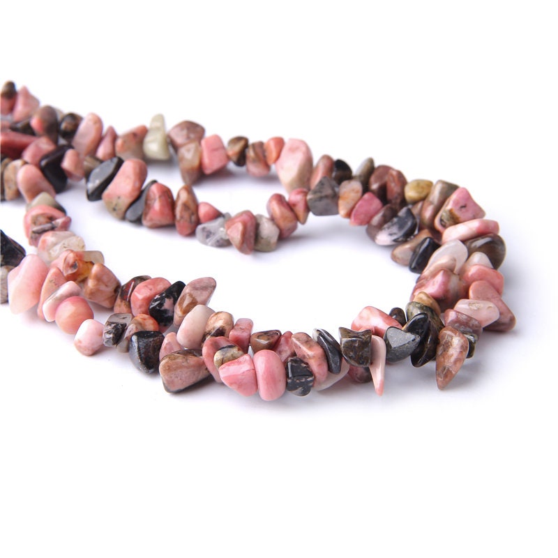 Black Rhodonite Nugget Chips Beads 4-10mm 32''