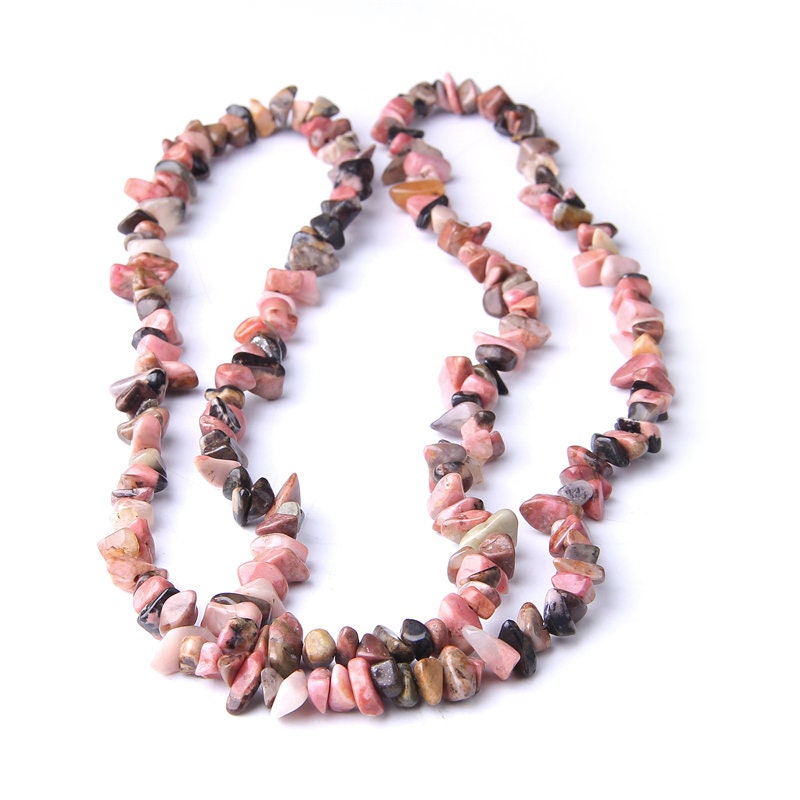 Black Rhodonite Nugget Chips Beads 4-10mm 32''
