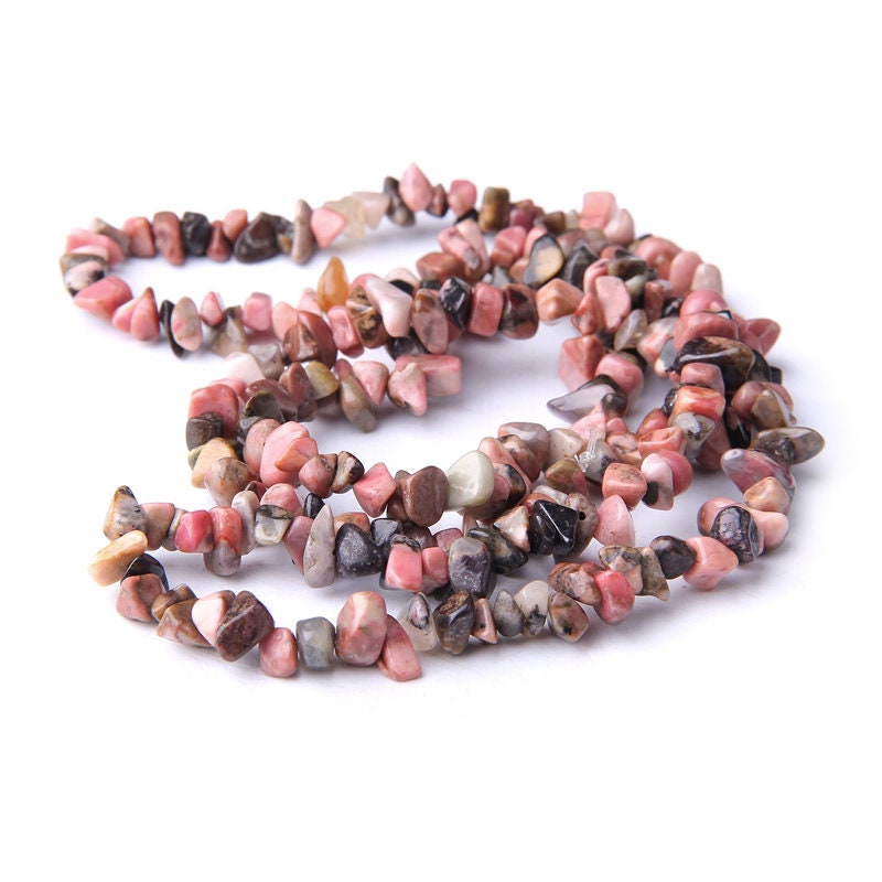 Black Rhodonite Nugget Chips Beads 4-10mm 32''