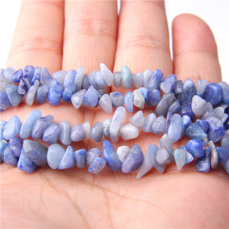 Perles pépites d'aventurine bleue 4-10 mm 32''