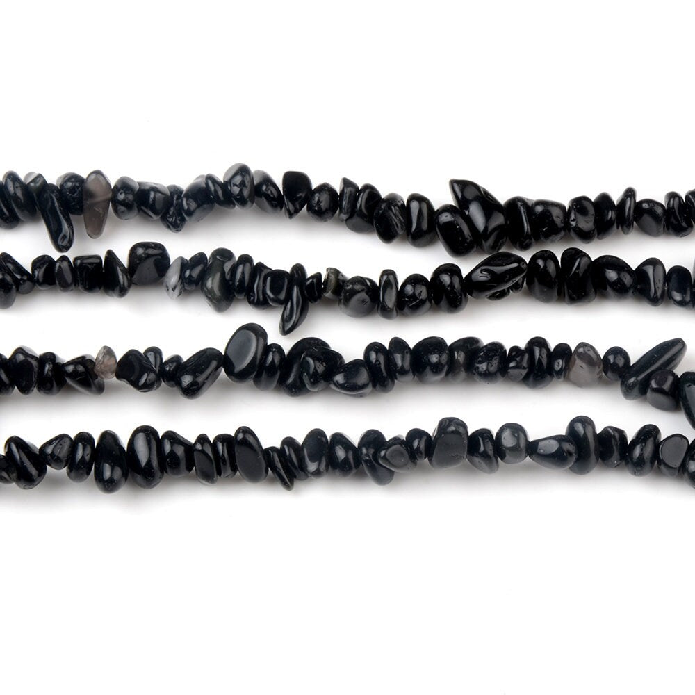 Perles de pépites de tourmaline noire 4-10 mm 32''