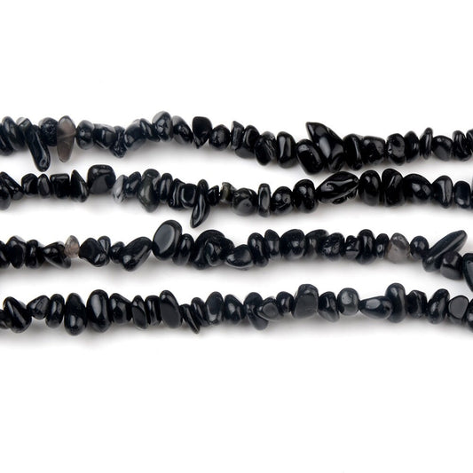 Sorte Turmalin Chips, Naturlig Ædelsten, Nugget Stone 4-10mm 32''