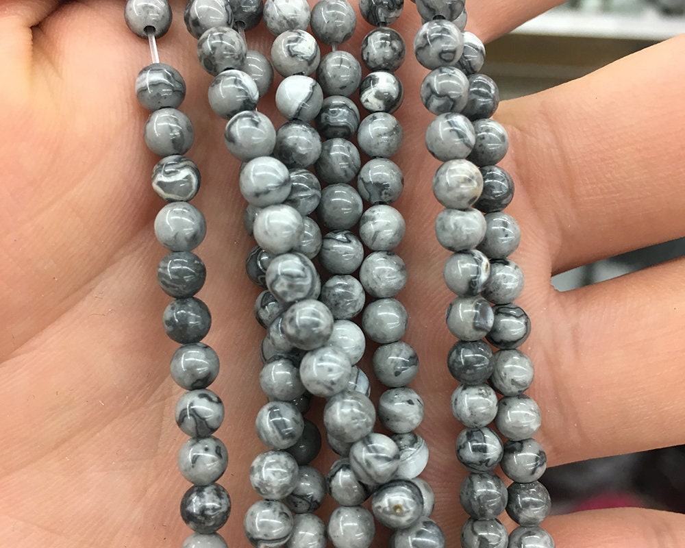 Gray Silk Jasper Beads 4mm 6mm 8mm 10mm 12mm 15''