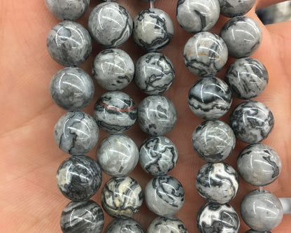 Gray Silk Jasper Beads 4mm 6mm 8mm 10mm 12mm 15''