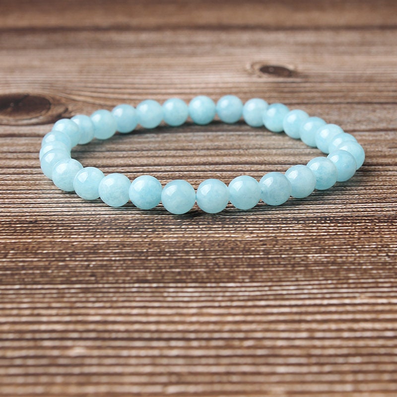 Blue Jade Armbånd Loose Beads Armbånd 6mm 8mm 10mm 8''