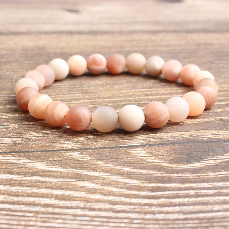 Sunstone Matte Beads Bracelet 8''