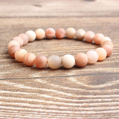 Sunstone Matte Beads Bracelet 8''