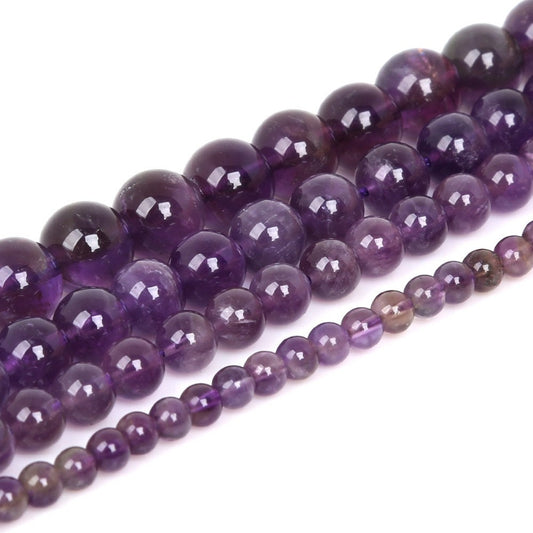 Amethyst Beads Natural Gemstone Beads 4mm 6mm 8mm 10mm 12mm 15''