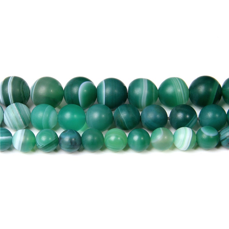 Green Striped Agate Matte Beads 6mm 8mm 10mm 12mm 15''