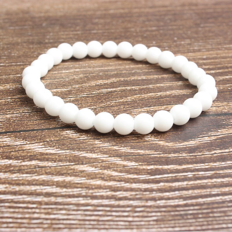 Hvidt jade armbånd, natursten armbånd 4mm 6mm 8mm 10mm 12mm 8''