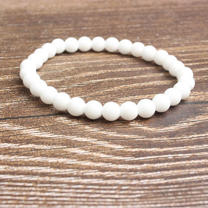 Hvidt jade armbånd, natursten armbånd 4mm 6mm 8mm 10mm 12mm 8''