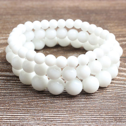 Hvidt jade armbånd, natursten armbånd 4mm 6mm 8mm 10mm 12mm 8''