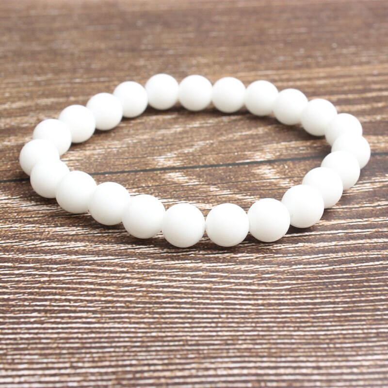 Hvidt jade armbånd, natursten armbånd 4mm 6mm 8mm 10mm 12mm 8''