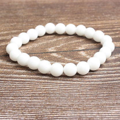 Hvidt jade armbånd, natursten armbånd 4mm 6mm 8mm 10mm 12mm 8''
