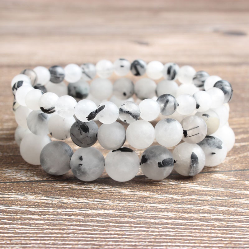 Black Rutilated Quartz Bracelet  8''