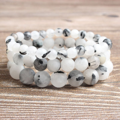 Black Rutilated Quartz Bracelet  8''