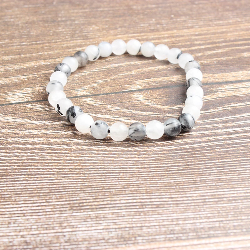 Black Rutilated Quartz Bracelet  8''