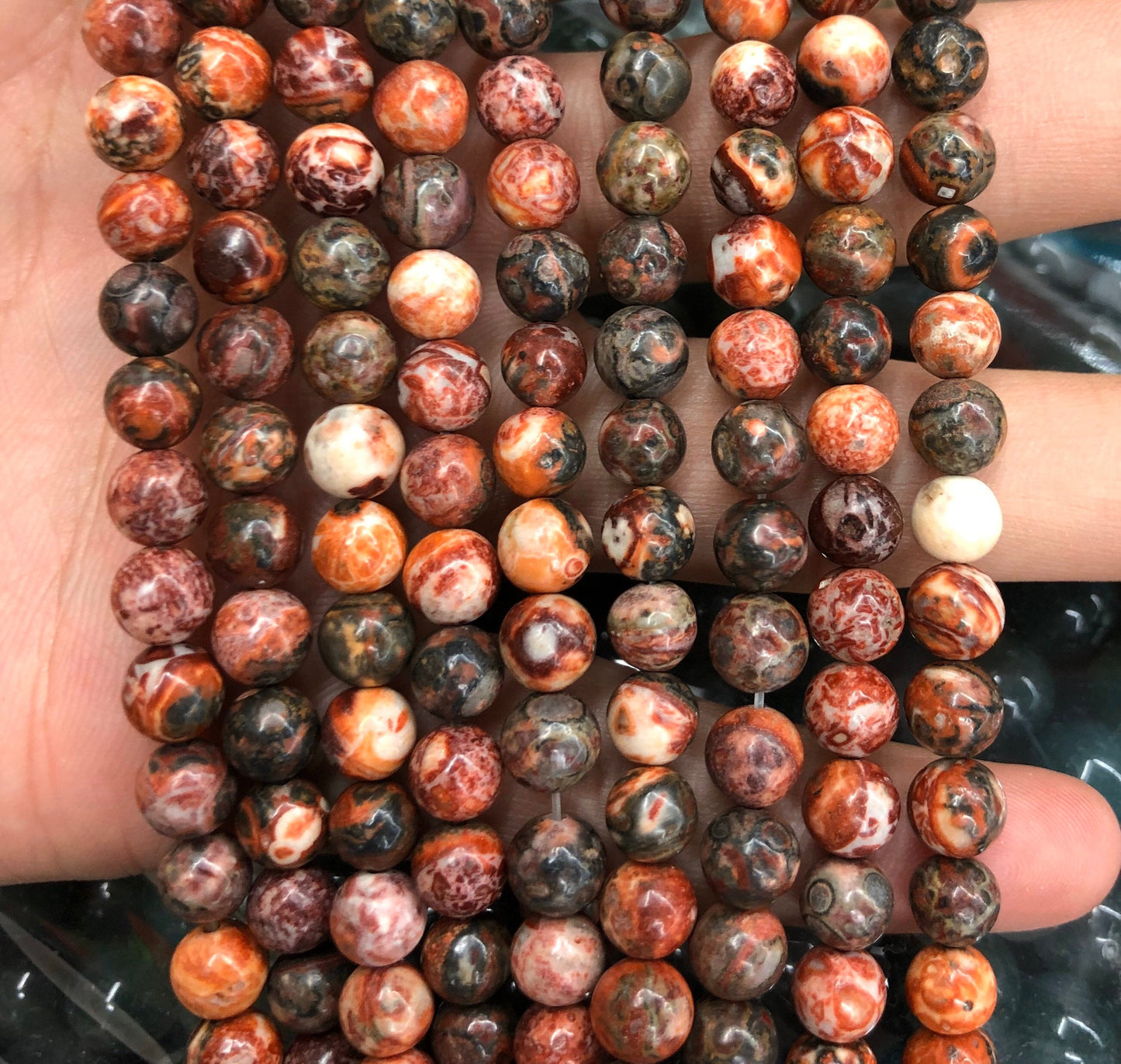 Red Leopard Jasper , Natural Gemstone , Round Stone  4mm 6mm 8mm 10mm 15''