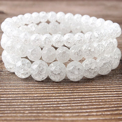 Cracked Crystal Quartz Beads Bracelet 8''