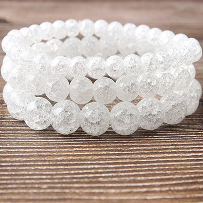 Bracelet de perles de cristal de quartz craquelé 8''