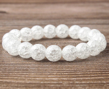 Cracked Crystal Quartz Beads Bracelet 8''