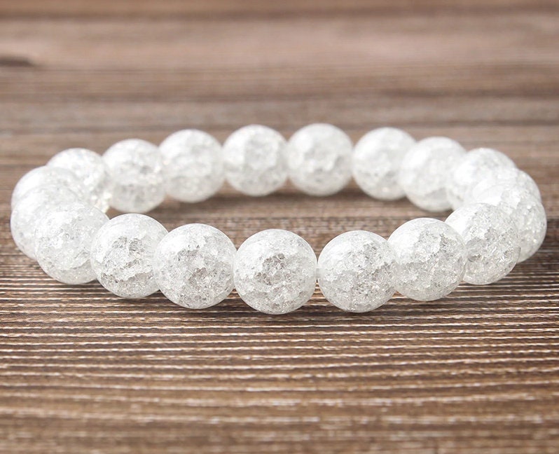 Bracelet de perles de cristal de quartz craquelé 8''