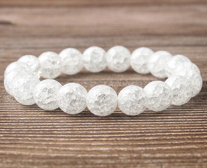 Bracelet de perles de cristal de quartz craquelé 8''