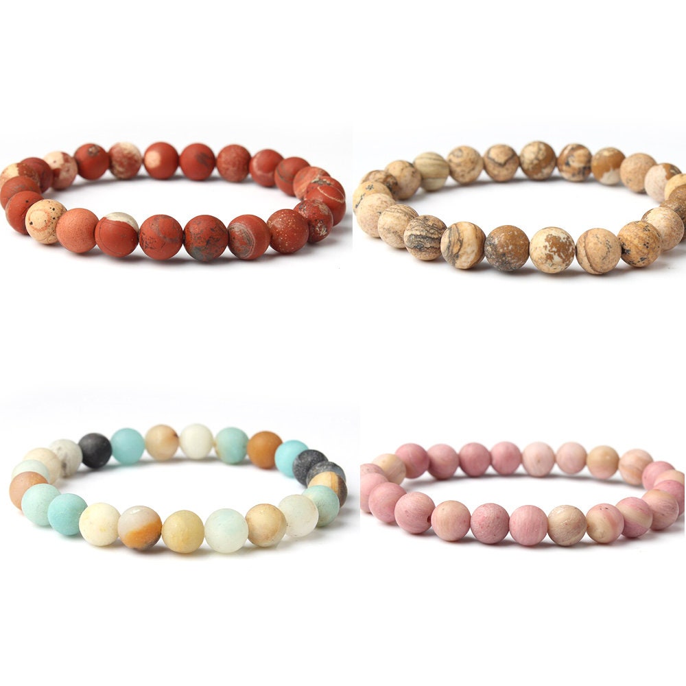 Mat stenarmbånd 8 mm 8''