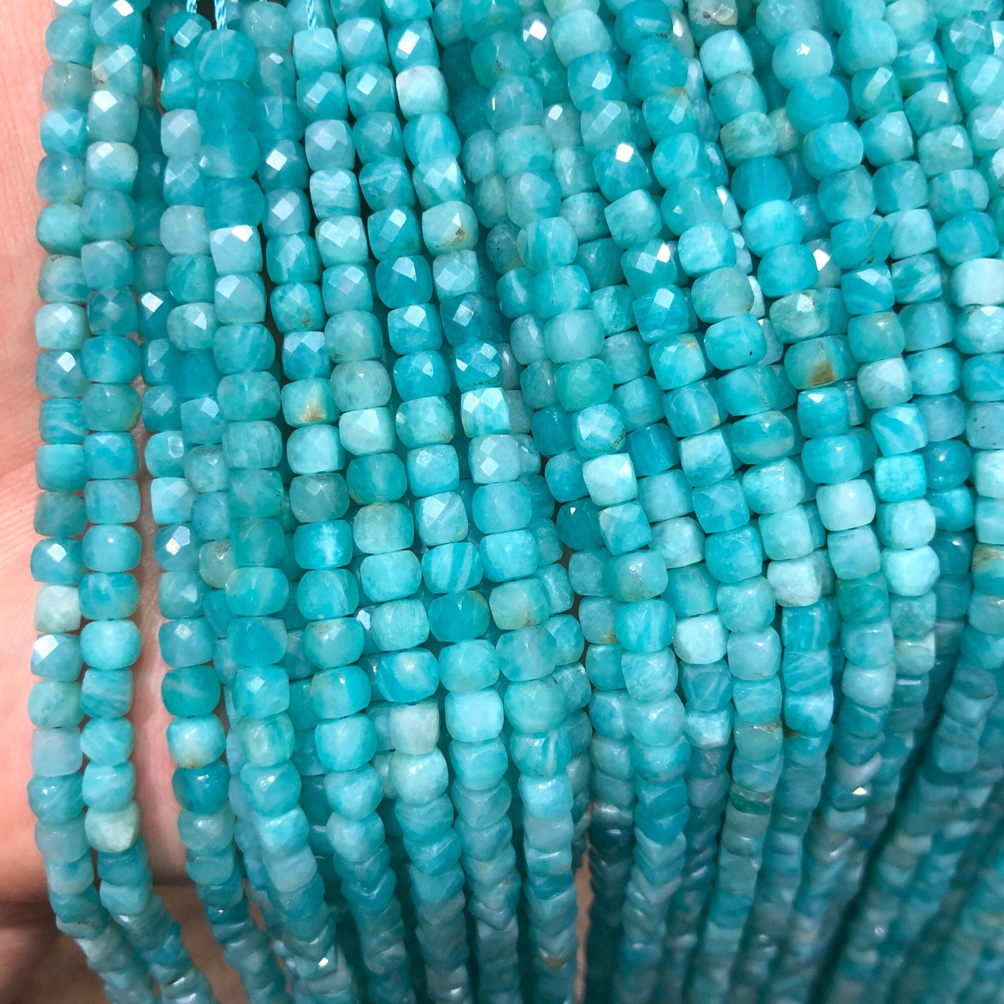 Amazonite Cube Faceted Beads 4mm