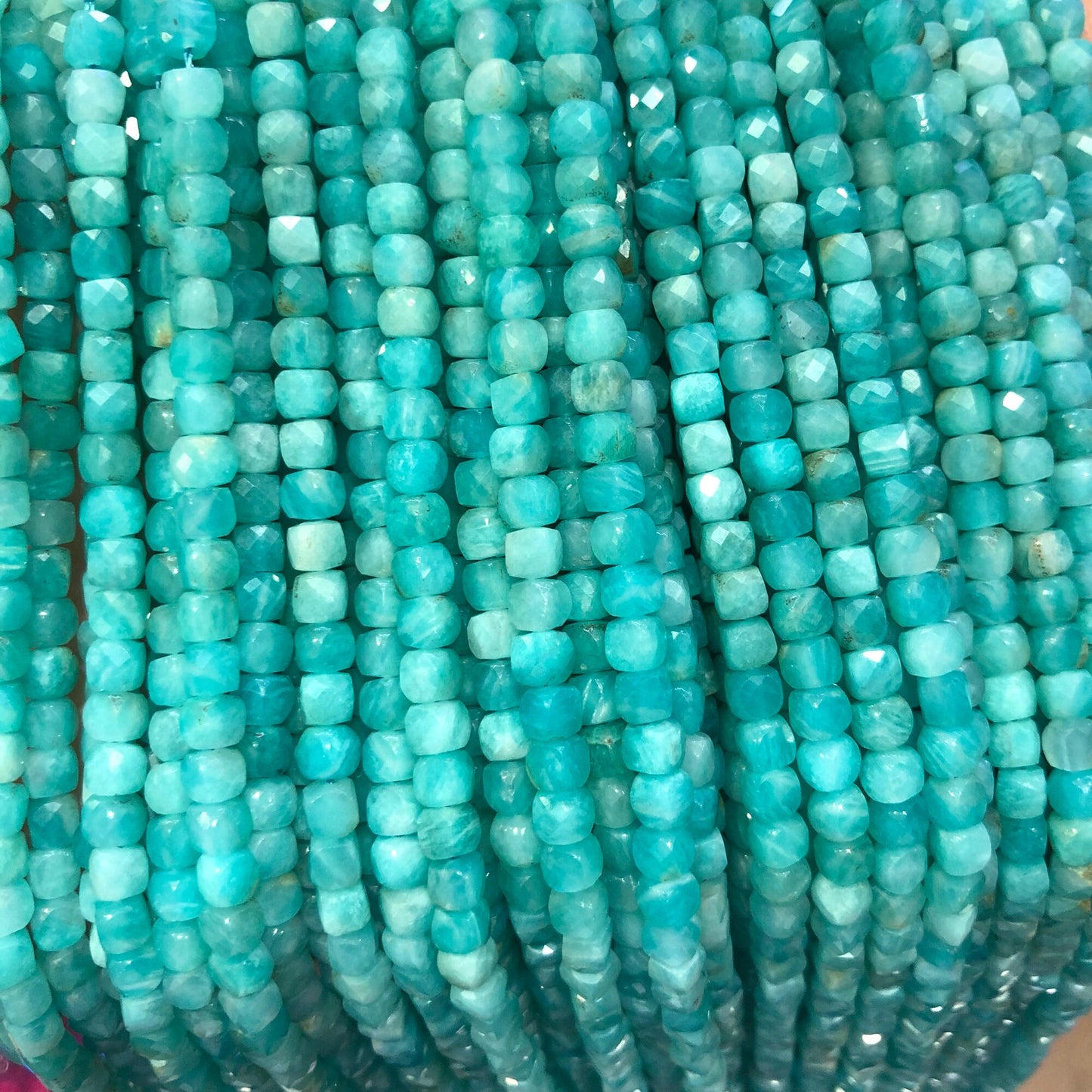 Amazonite Cube Faceted Beads 4mm