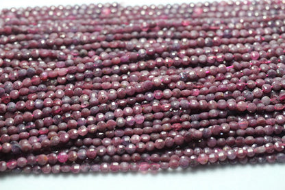 Ruby Coin Faceted Beads  4mm 15''