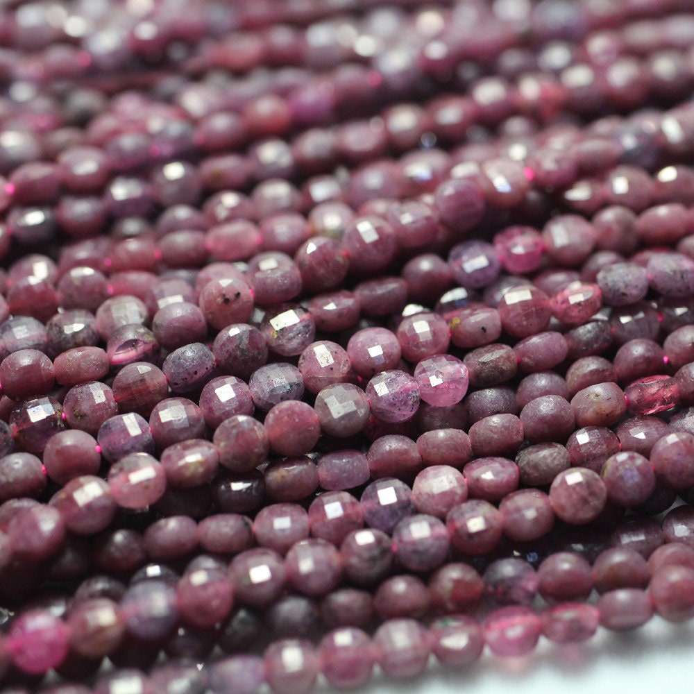 Ruby Coin Faceted Beads  4mm 15''