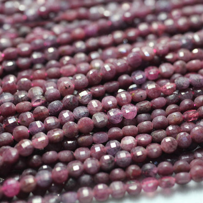 Ruby Coin Faceted Beads  4mm 15''