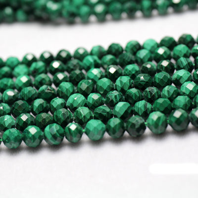 Genuine Malachite Faceted Beads 2mm 3mm 4mm 15''