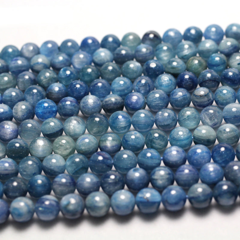Perles de pierre de cyanite bleue 6 mm 8 mm 10 mm 15''