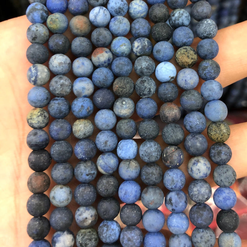 Perles de pierre mate dumortiérite 4 mm 6 mm 8 mm 10 mm 12 mm 15''