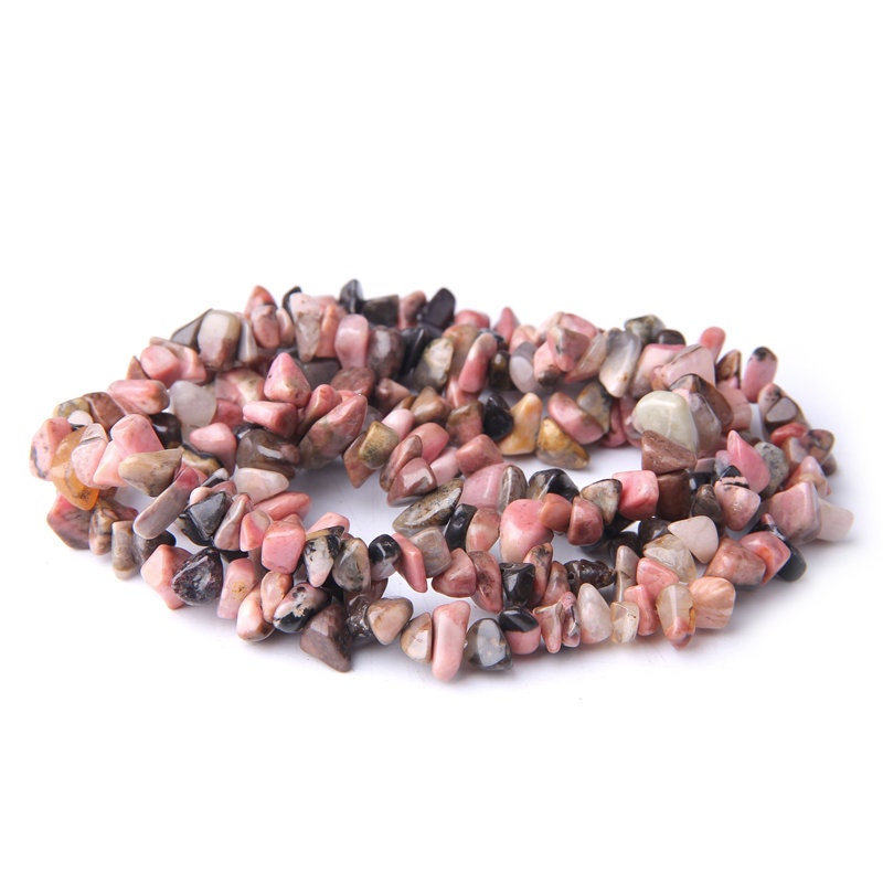 Black Rhodonite Nugget Chips Beads 4-10mm 32''