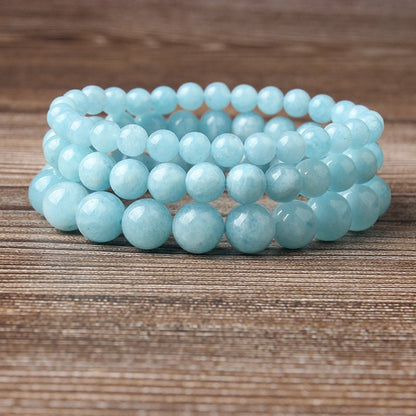 Blue Jade Armbånd Loose Beads Armbånd 6mm 8mm 10mm 8''