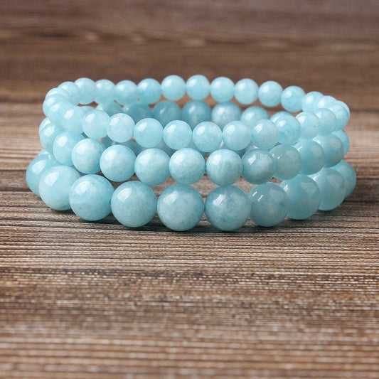Blue Jade Armbånd Loose Beads Armbånd 6mm 8mm 10mm 8''