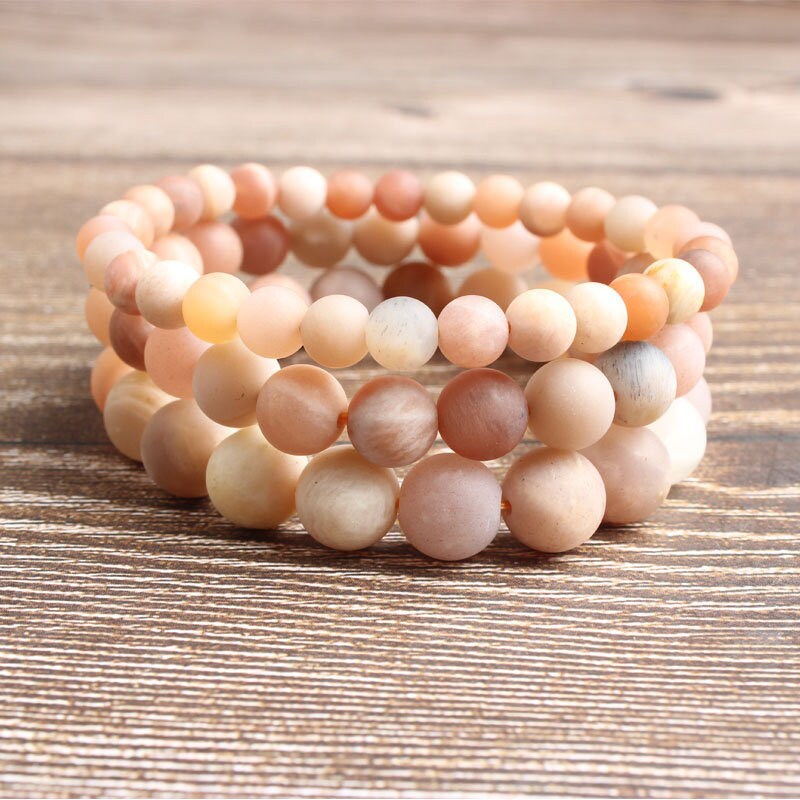 Sunstone Matte Beads Bracelet 8''