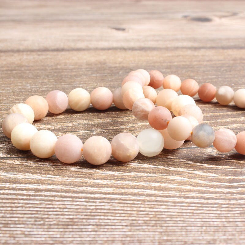 Sunstone Matte Beads Bracelet 8''