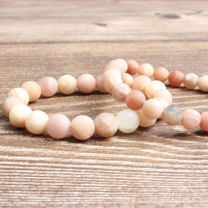 Sunstone Matte Beads Bracelet 8''