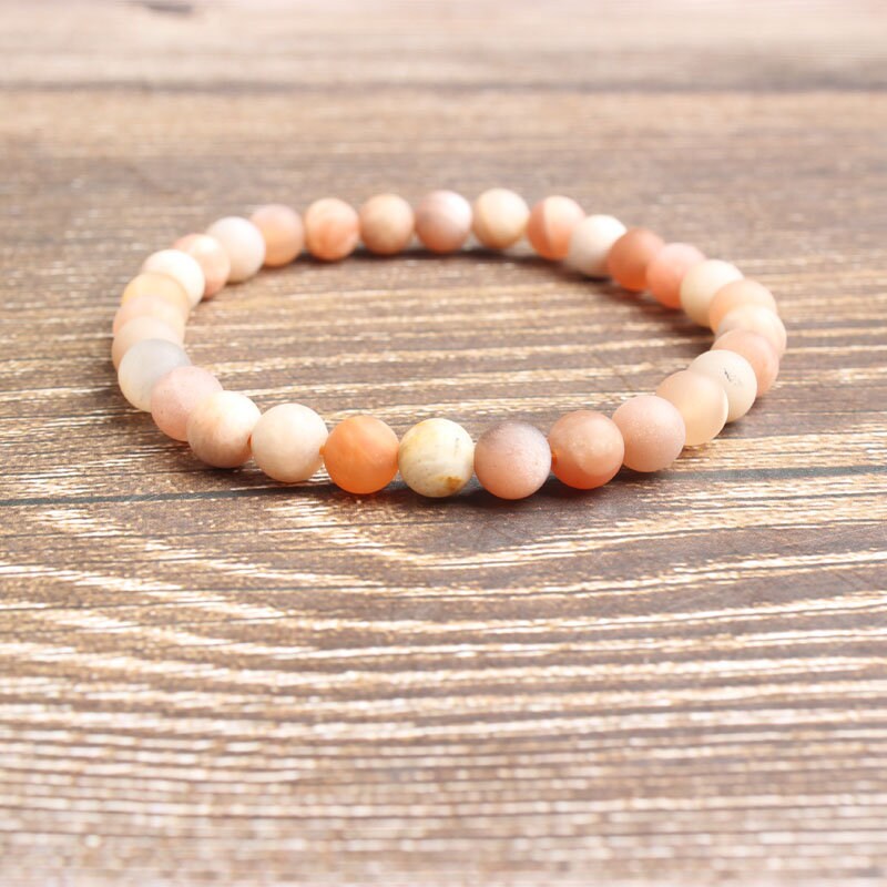 Sunstone Matte Beads Bracelet 8''