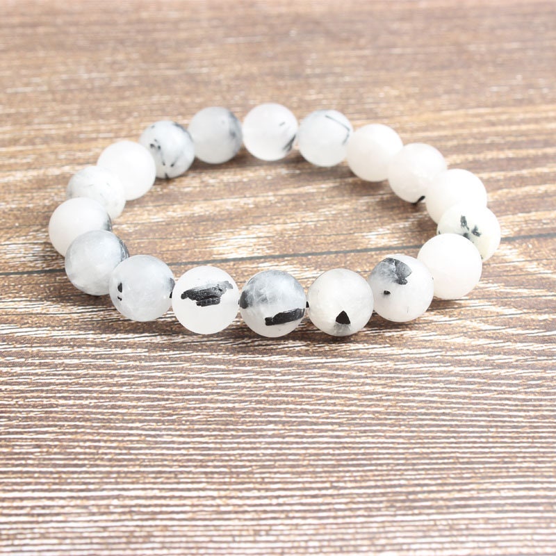 Black Rutilated Quartz Bracelet  8''