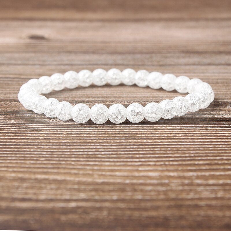 Cracked Crystal Quartz Beads Bracelet 8''