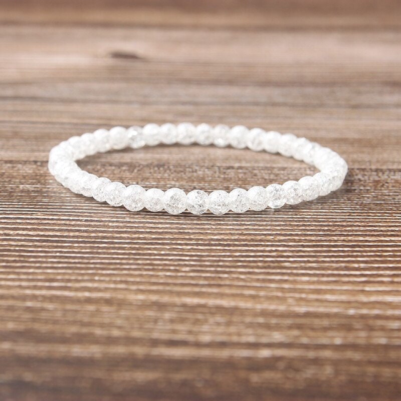 Cracked Crystal Quartz Beads Bracelet 8''