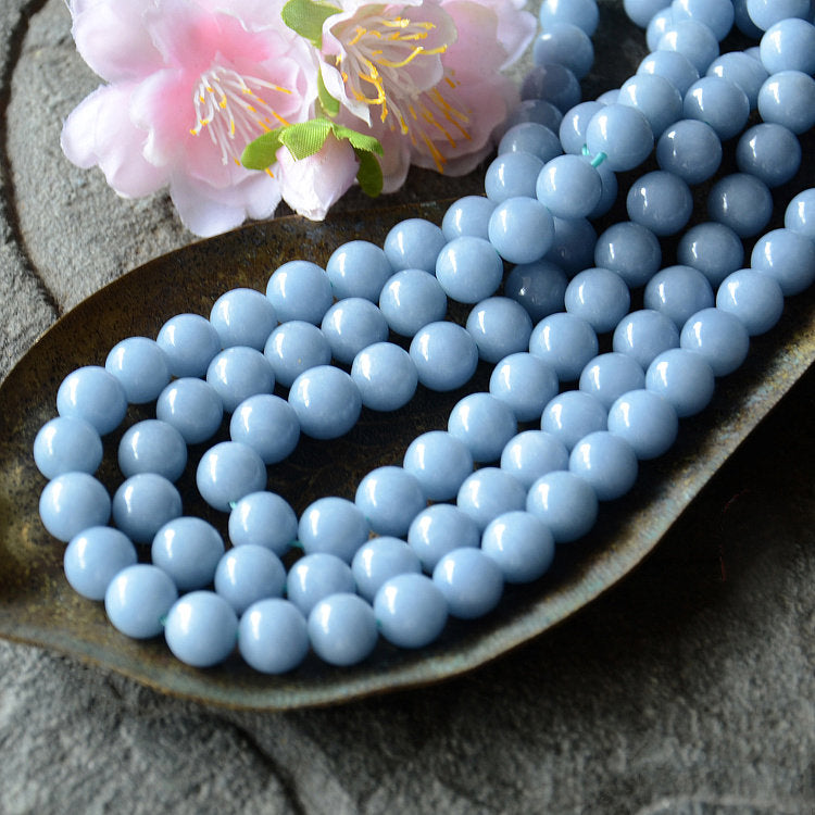 Blue Angelite Stone Beads 4mm 6mm 8mm 10mm 12mm 15''